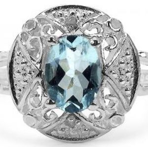 Diamond and Swiss Blue Topaz Ring